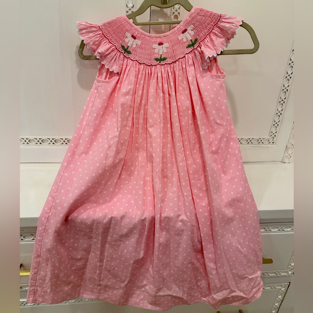Shine Smocked Floral and Polka Dot Pink dress size 5